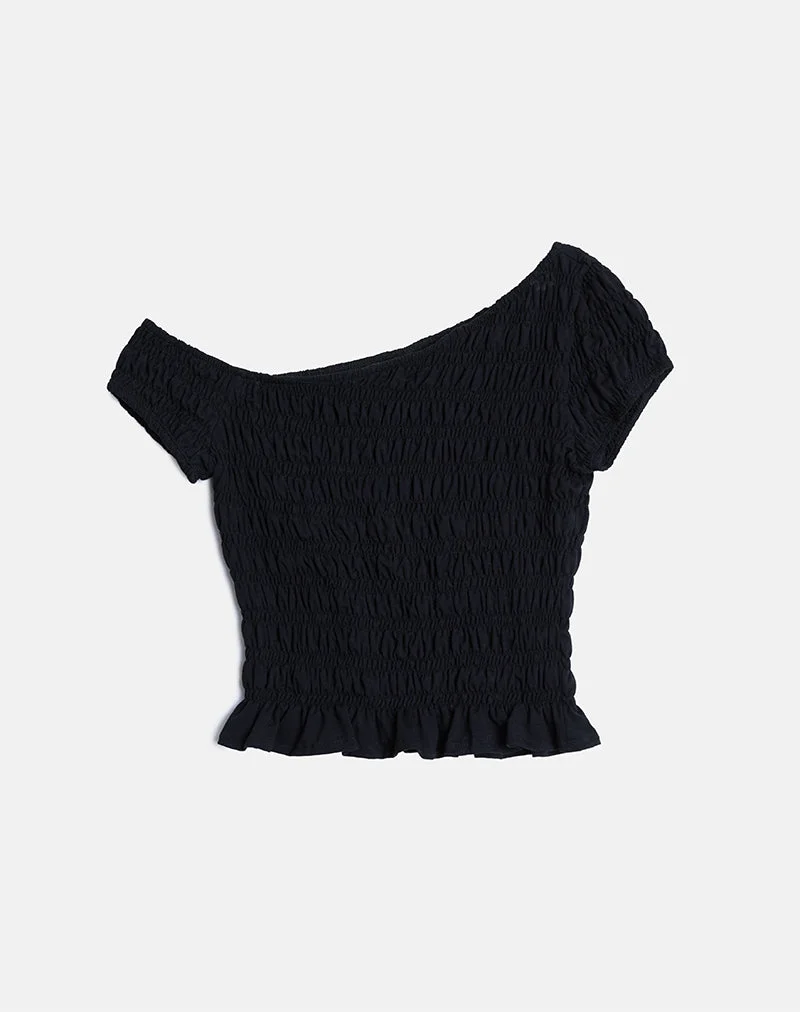Mirita Gerafftes Top in Schwarz