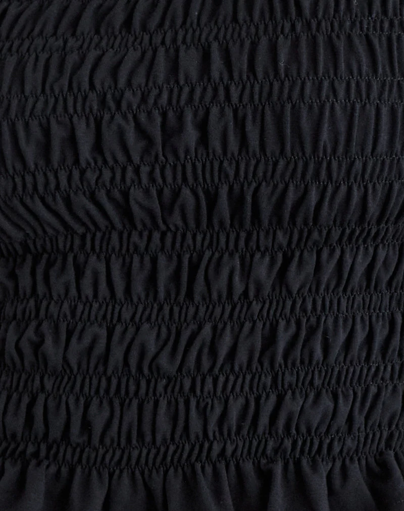 Mirita Gerafftes Top in Schwarz