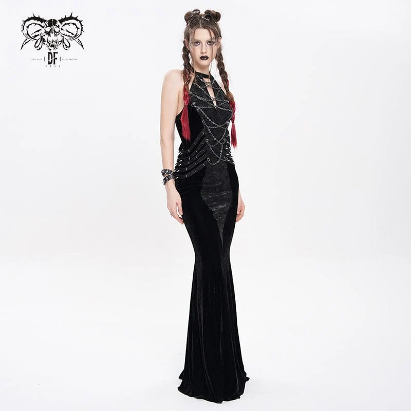 Punk-Brautkleid mit Nieten, Kettenriemen und Neckholder
