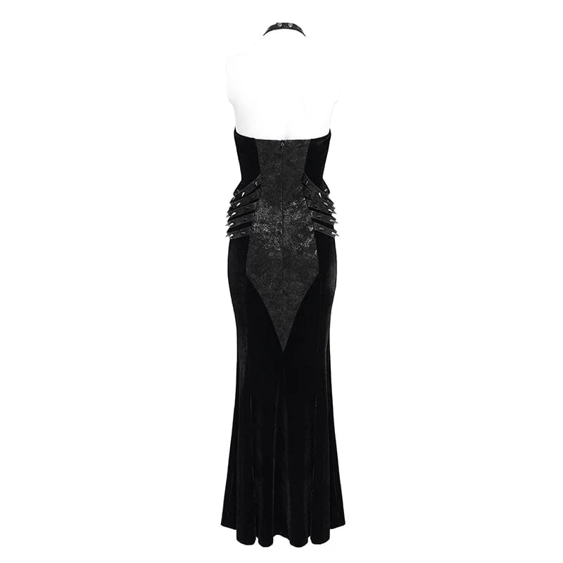 Punk-Brautkleid mit Nieten, Kettenriemen und Neckholder