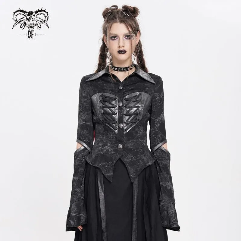 Rollkragenshirt mit Punk-Print und Cutout für Damen