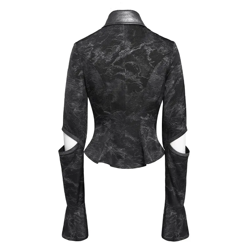 Rollkragenshirt mit Punk-Print und Cutout für Damen