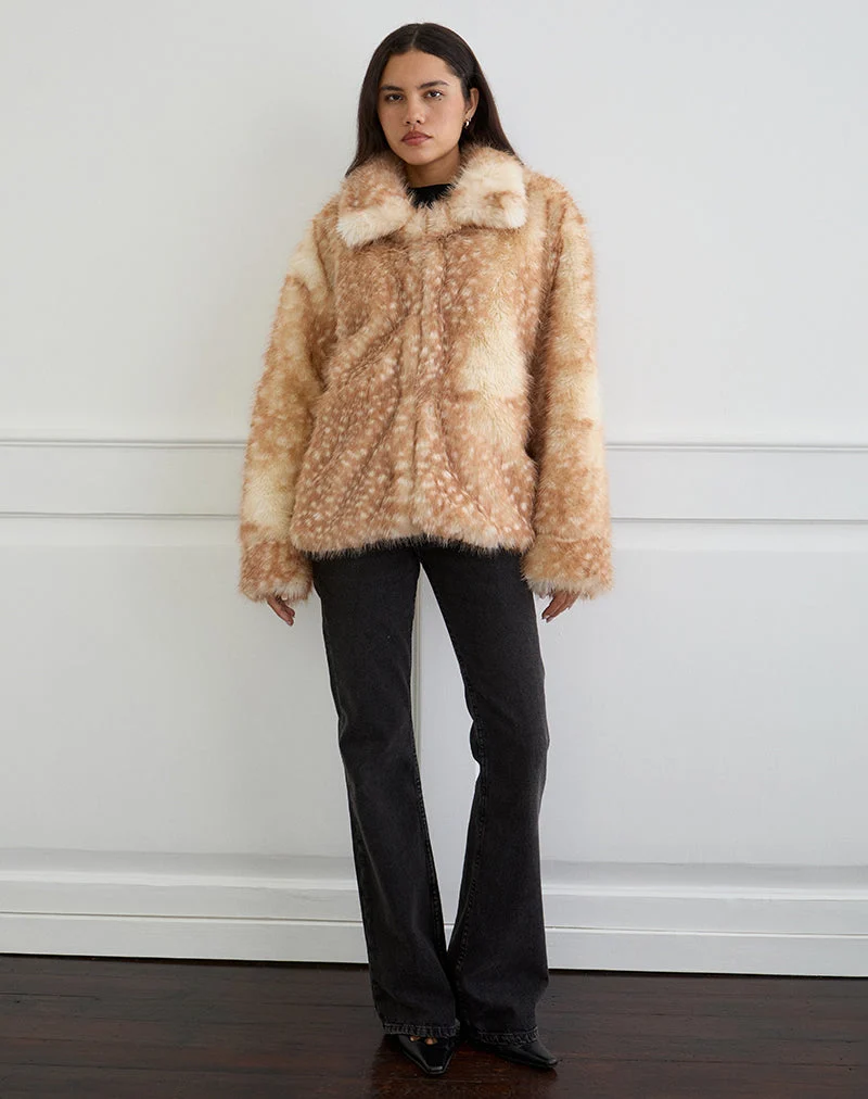 Joji Jacke in Beige mit Bambi-Print
