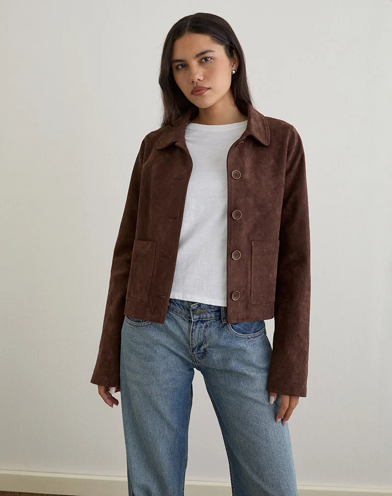 Quincy Beschnittene Jacke aus Kunstwildleder in Braun