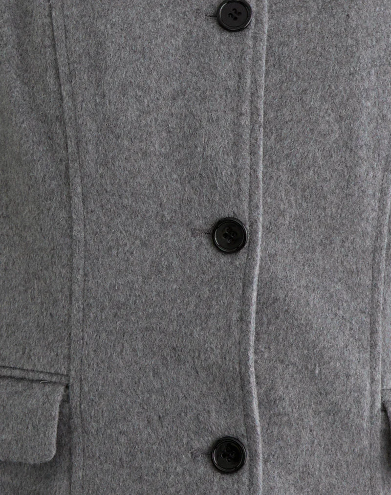 Ziya Jacke mit Kragen und Knopfleiste aus Wolle Grau