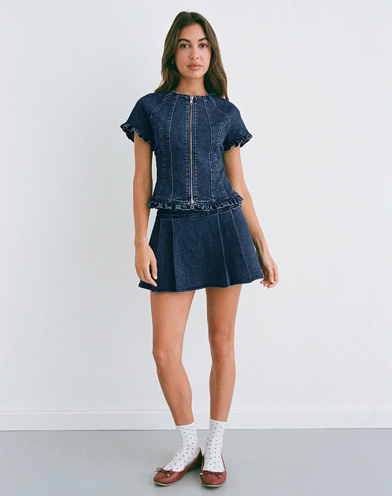 Dunya Top aus Chambray Vintage Blau
