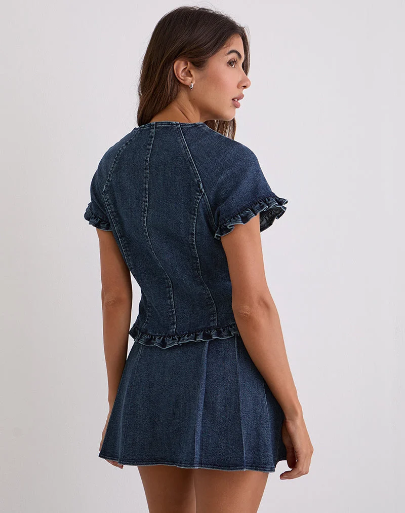 Dunya Top aus Chambray Vintage Blau