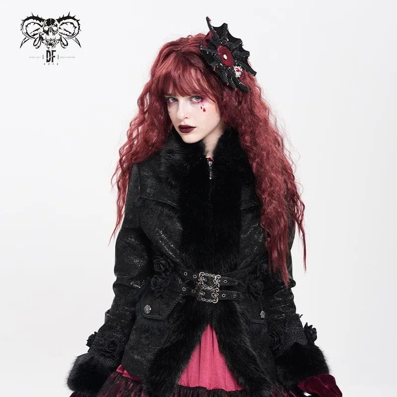 Damen Gothic Fledermaus Rose Kreuz Haarspange Badge Holder