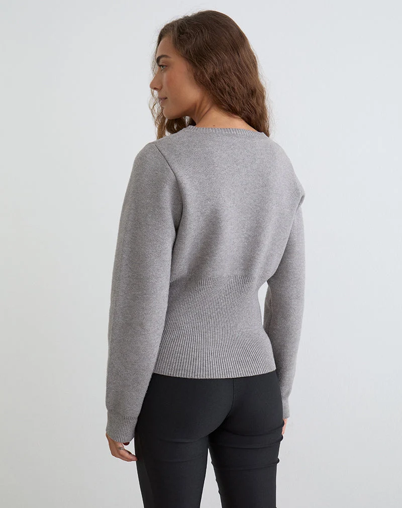 Subra Langärmelige Strickjacke in Grau