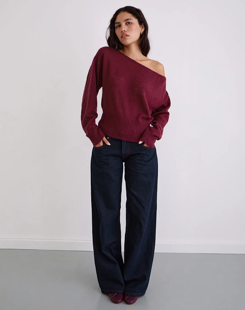 Suena Asymmetrischer Pullover in Wein
