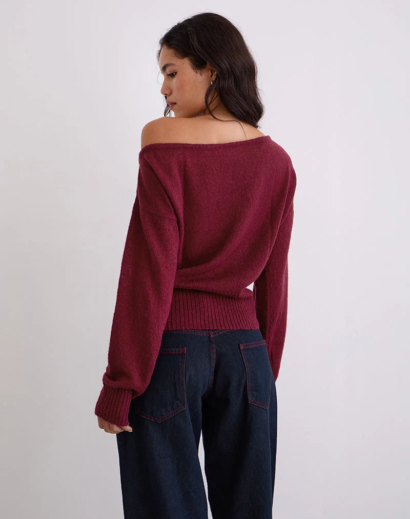 Suena Asymmetrischer Pullover in Wein