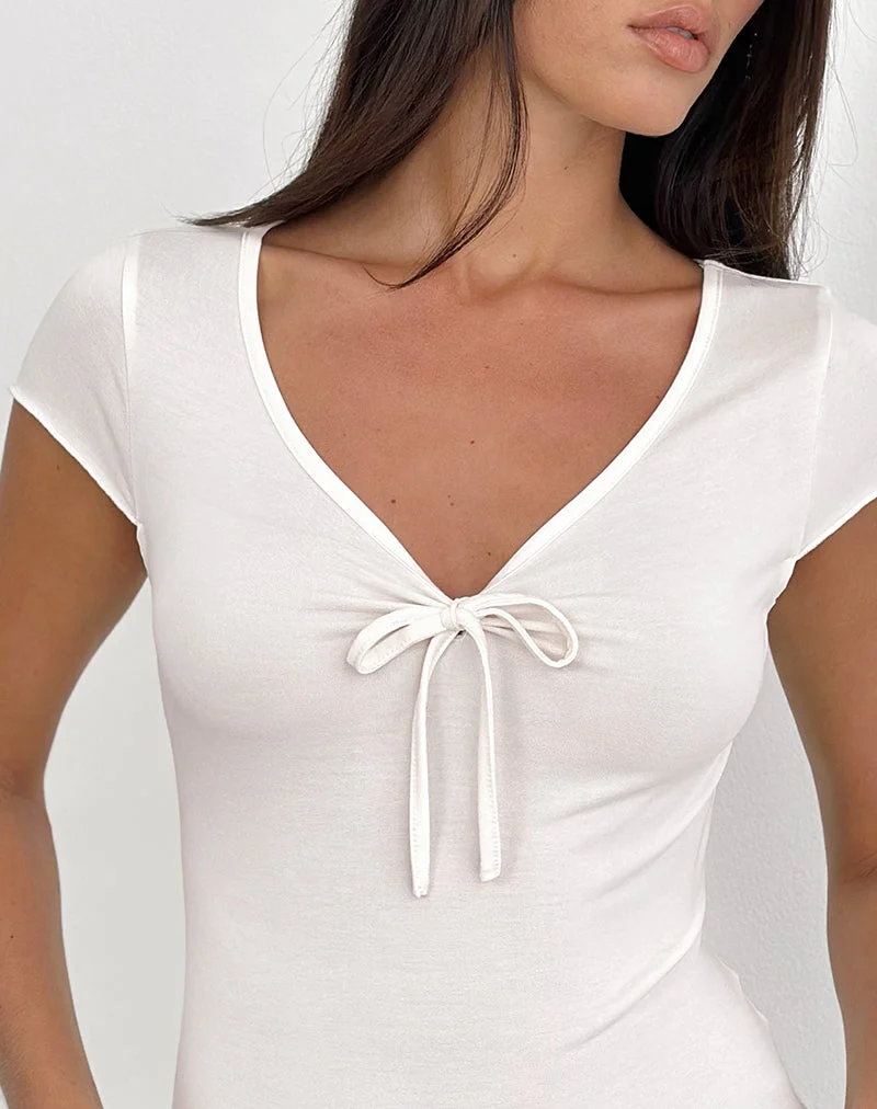Saiba Oberteil mit langen Ärmeln in Cupro Creme