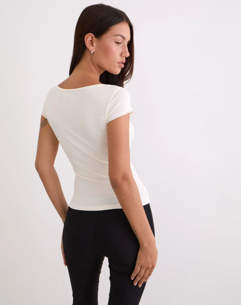 Saiba Oberteil mit langen Ärmeln in Cupro Creme