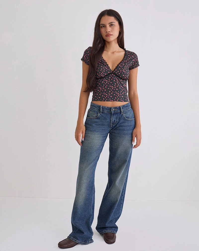 Asani Top in Dunkelrosa Rosa Schwarz
