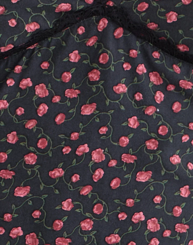 Asani Top in Dunkelrosa Rosa Schwarz