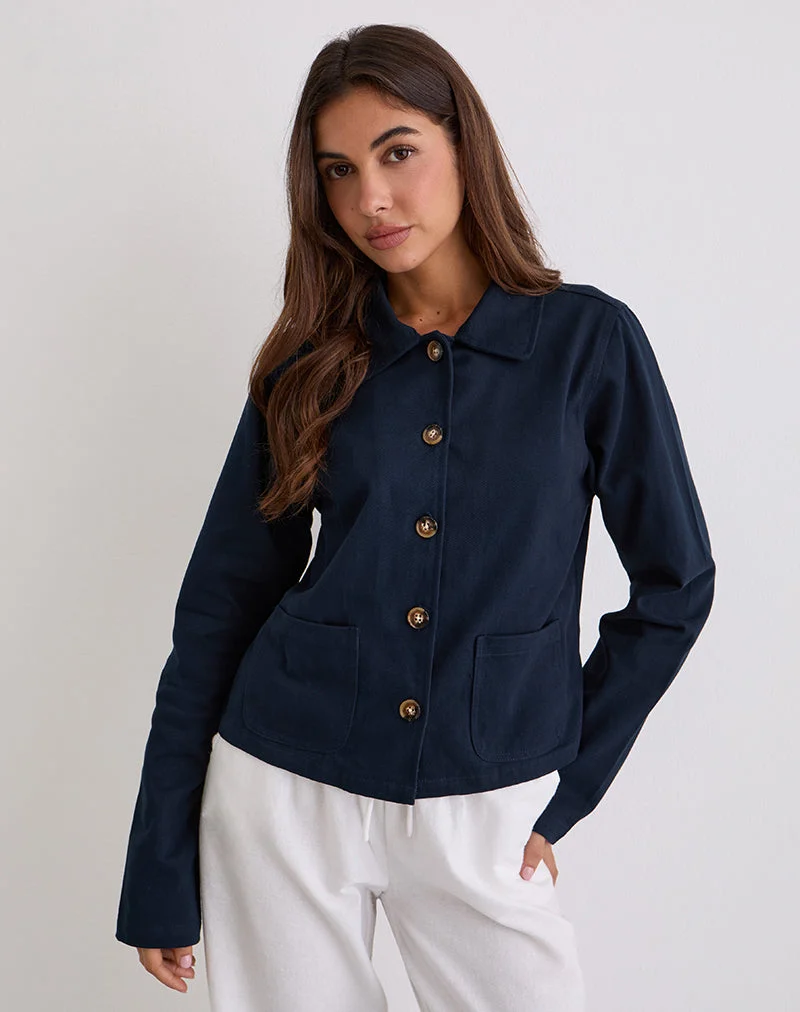Calva Boxy Jacke in Dunkelmarine