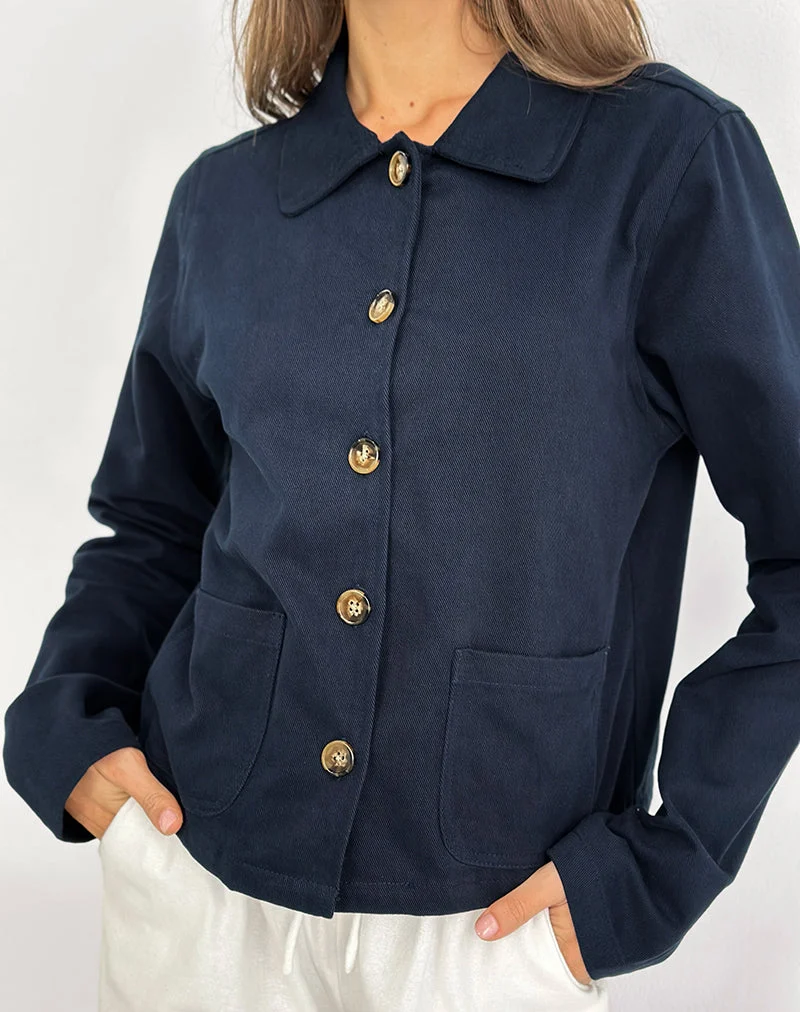 Calva Boxy Jacke in Dunkelmarine