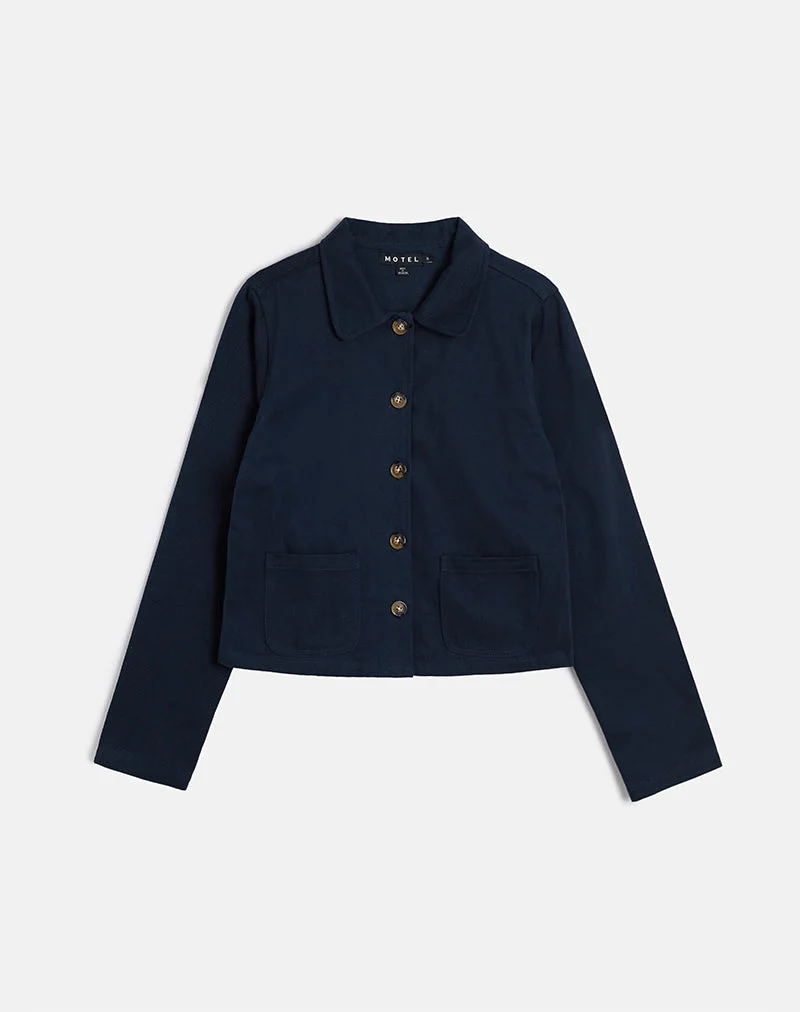 Calva Boxy Jacke in Dunkelmarine