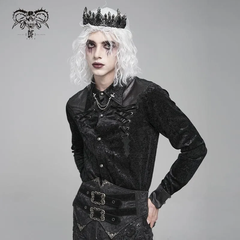 Herrenhemd mit Umlegekragen und Gothic-Blumenmuster