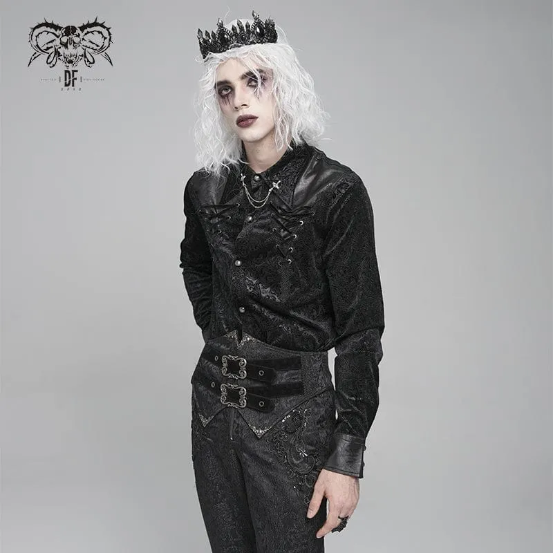 Herrenhemd mit Umlegekragen und Gothic-Blumenmuster