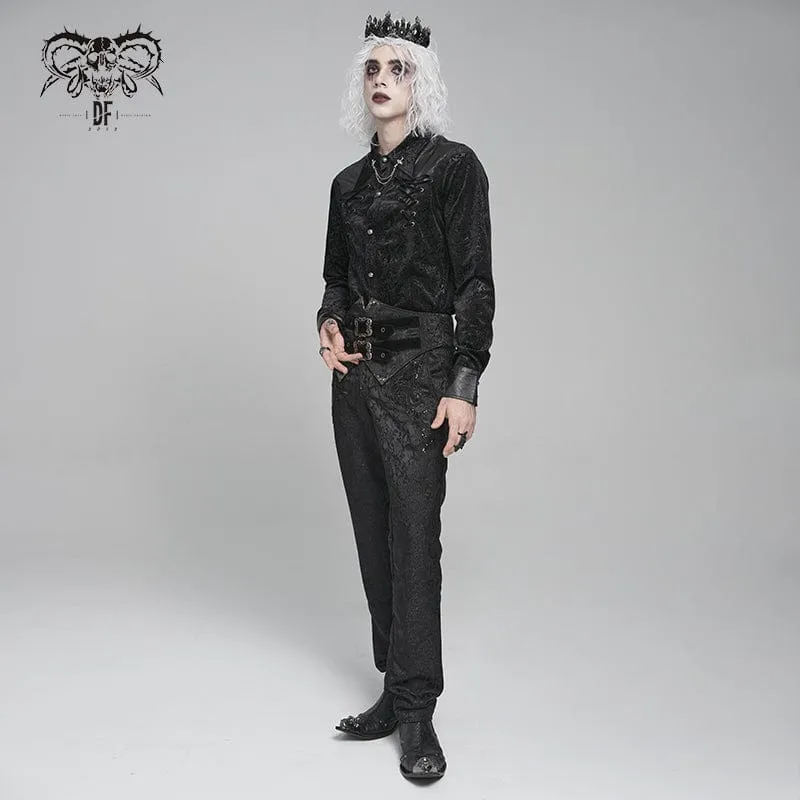 Herrenhemd mit Umlegekragen und Gothic-Blumenmuster