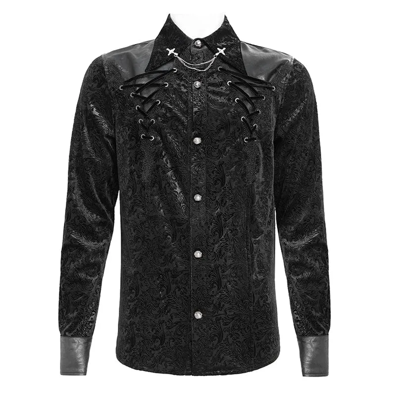 Herrenhemd mit Umlegekragen und Gothic-Blumenmuster