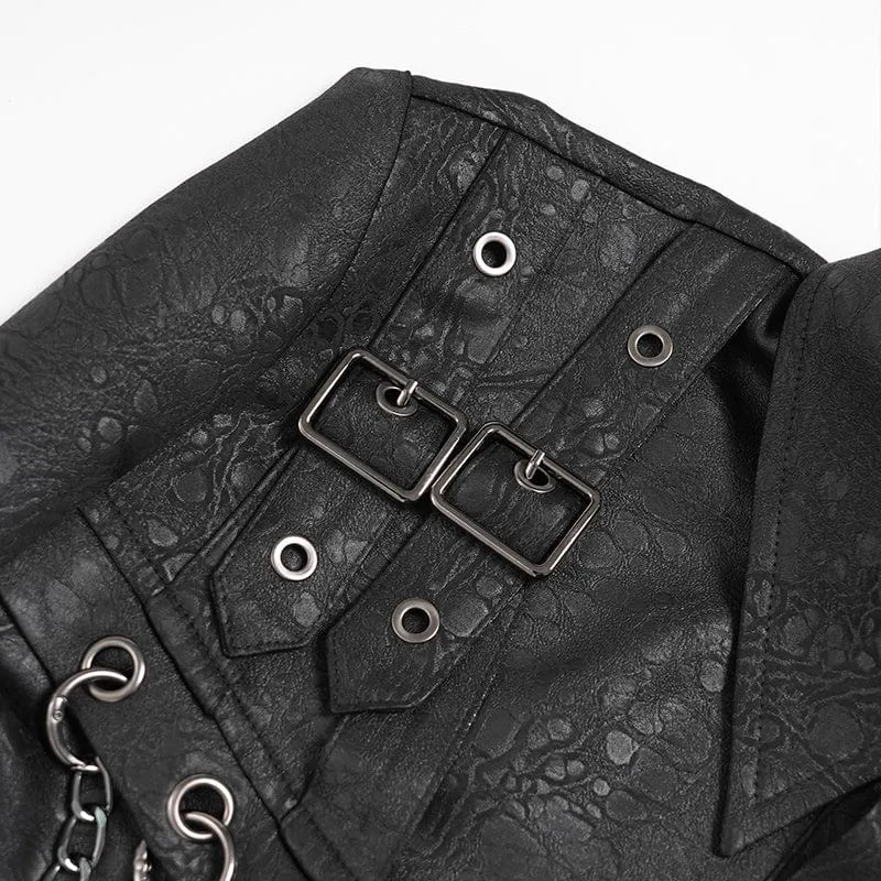Herrenhemd mit Punk-Schnallenriemen und Kette