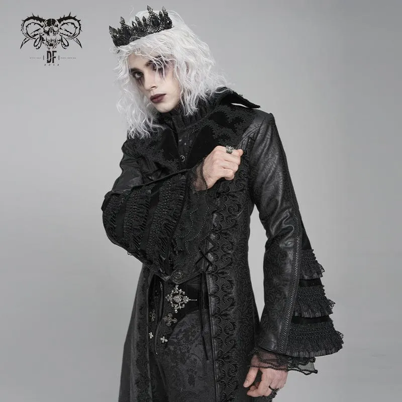 Gothic-Mantel mit Häkelmuster und Glockenärmeln für Herren mit Blumenmuster