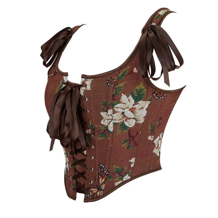 Gothic-Bustier mit Blumen- und Schmetterlingsmotiv aus Jacquard für Damen