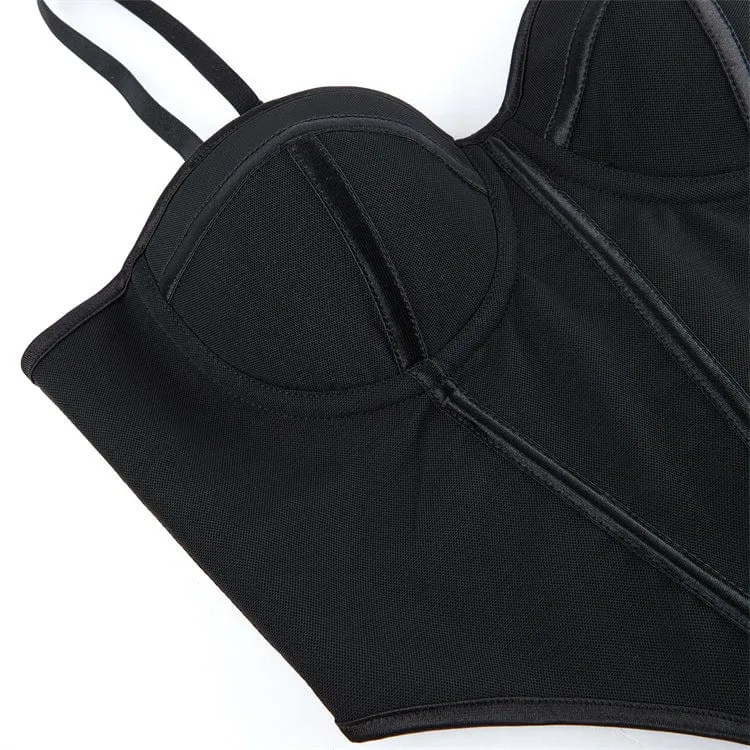 Punk-Bustier mit Schnürung in Volltonfarbe für Damen