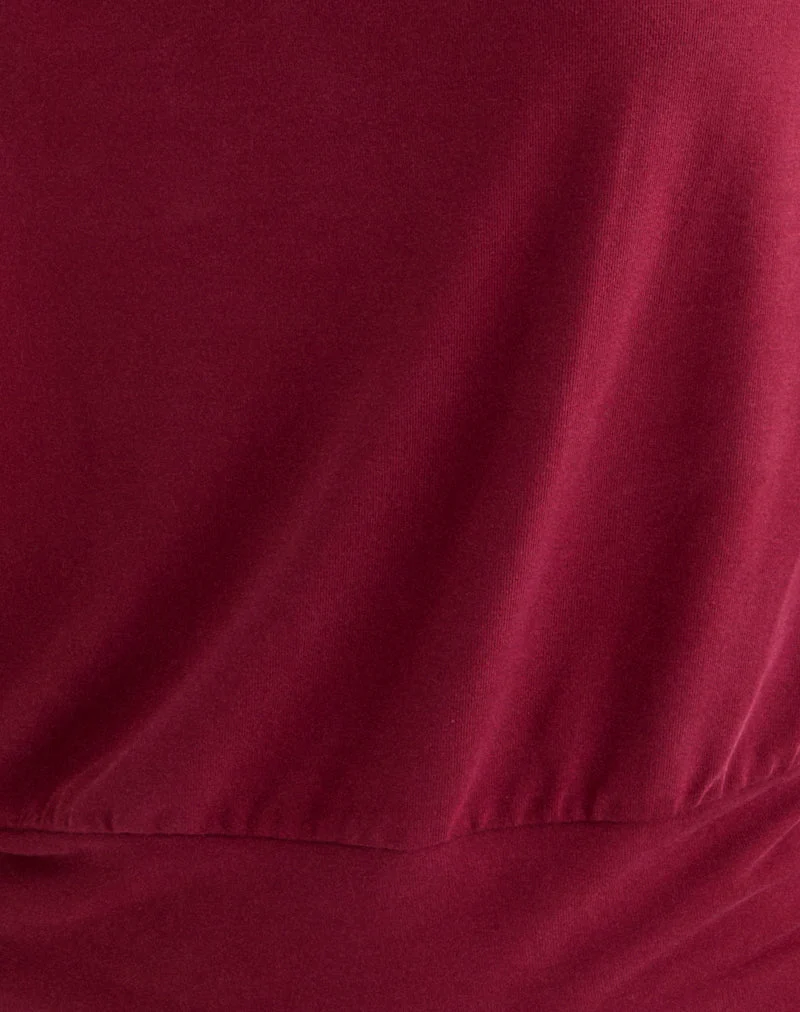 Leocadia Bandeau-Top aus Cupro Dunkelrot