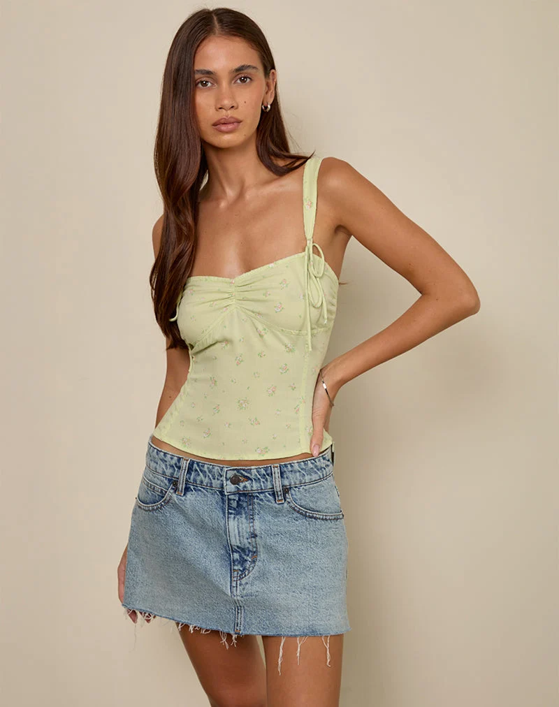 Tismia Top in Fun Ditsy Floral Lime