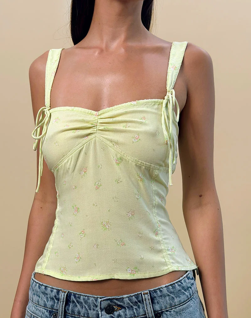 Tismia Top in Fun Ditsy Floral Lime