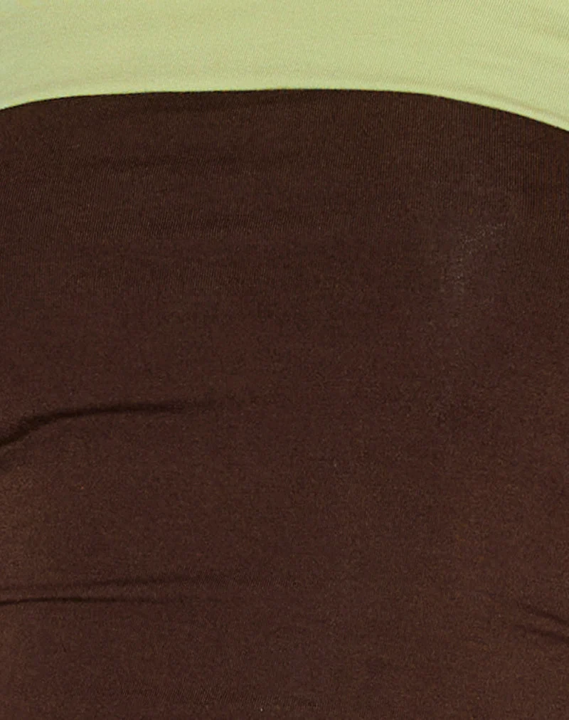 Solna Bandeau Top in Schokoladenbraun mit Pistazienborte