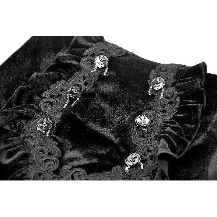 Damen Gothic Rüschen Samt Transparenter Spitzen Maxirock