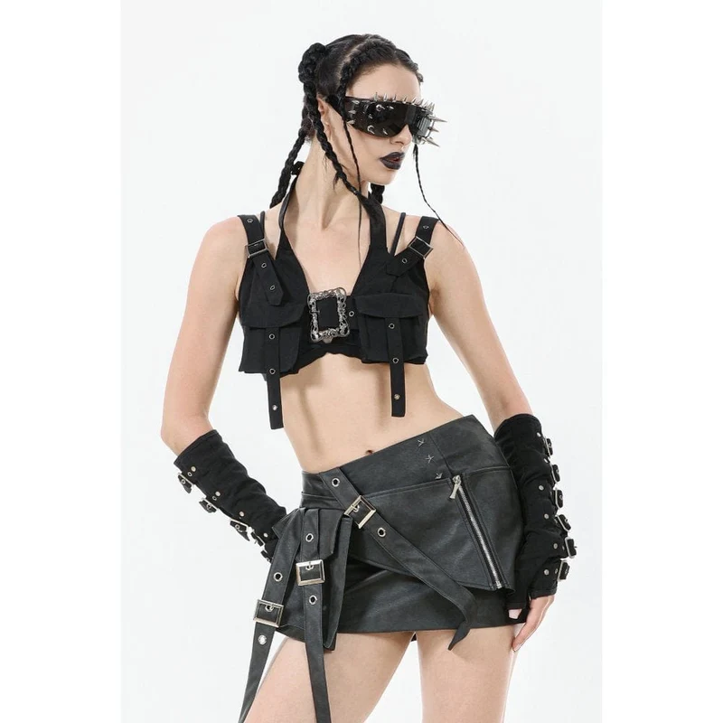 Damen-Utility-Weste mit Punk-Schnalle