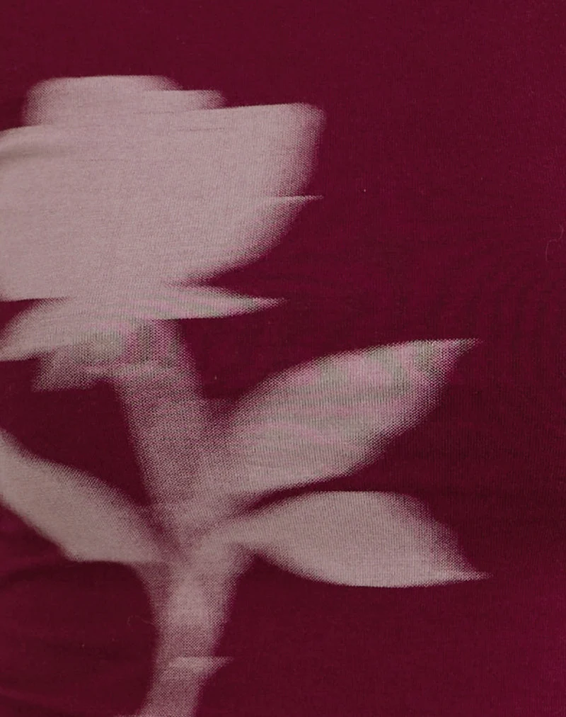 Amabon Langarm-Top in Burgundy Blurred Rose