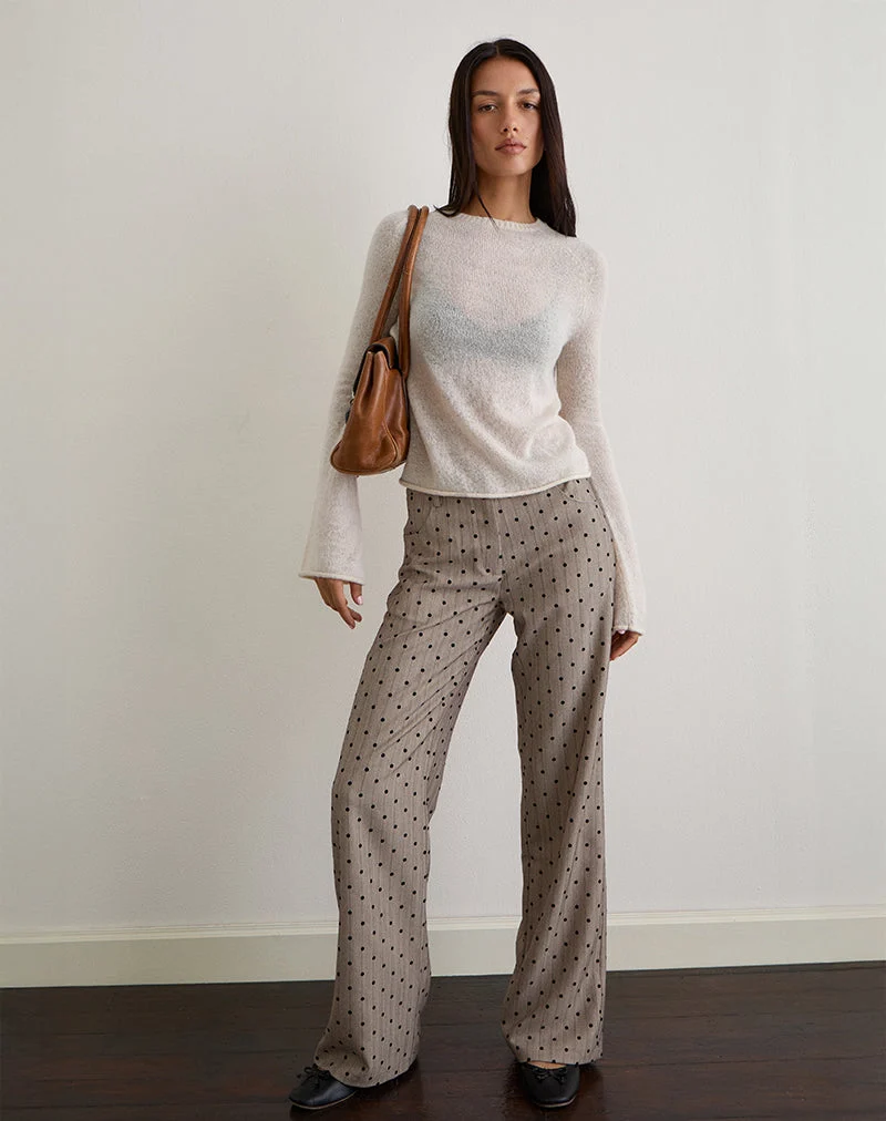 Kaleo Rollsaum-Pullover in Ecru gestrickt