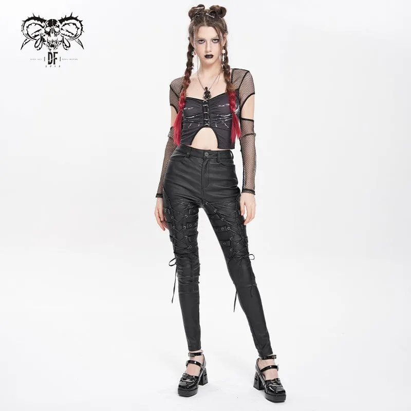Punk-Schnürhose mit Ösenriemen für Damen