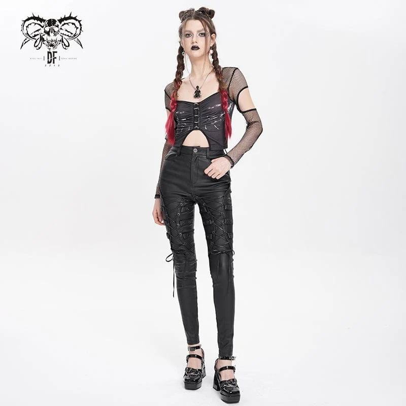 Punk-Schnürhose mit Ösenriemen für Damen