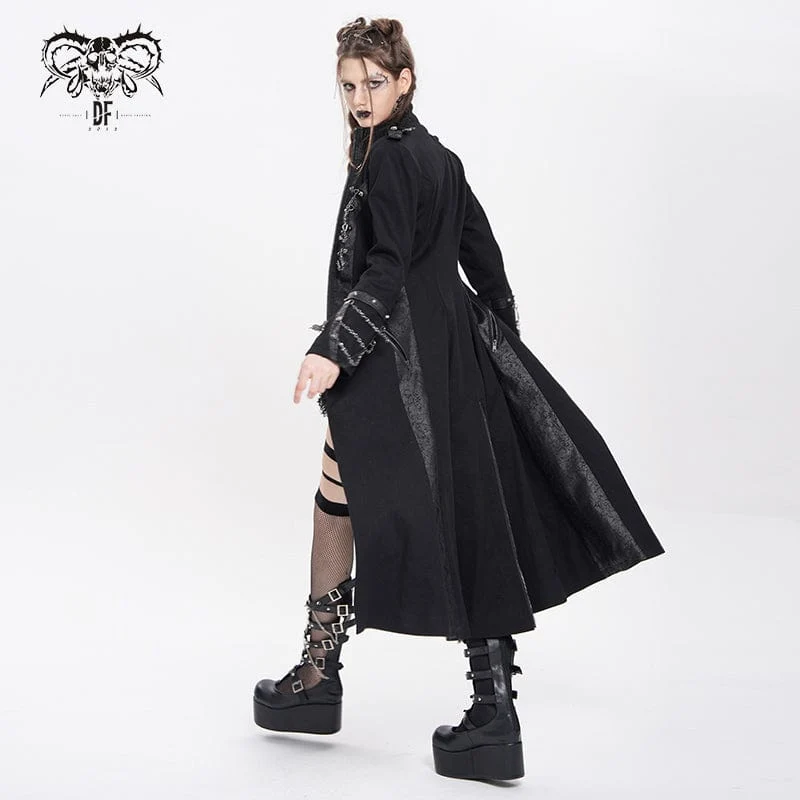 Punk-Jacke mit Kettenverschluss und Stehkragen für Damen