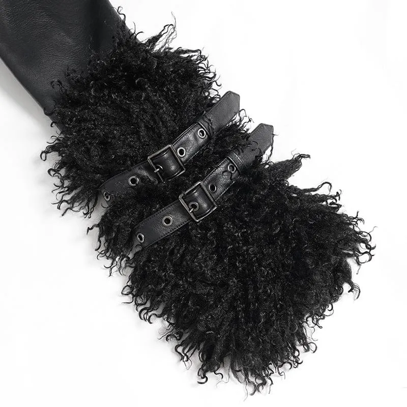 Damen Punk-Plüsch-Spleißmantel mit Schnallenriemen