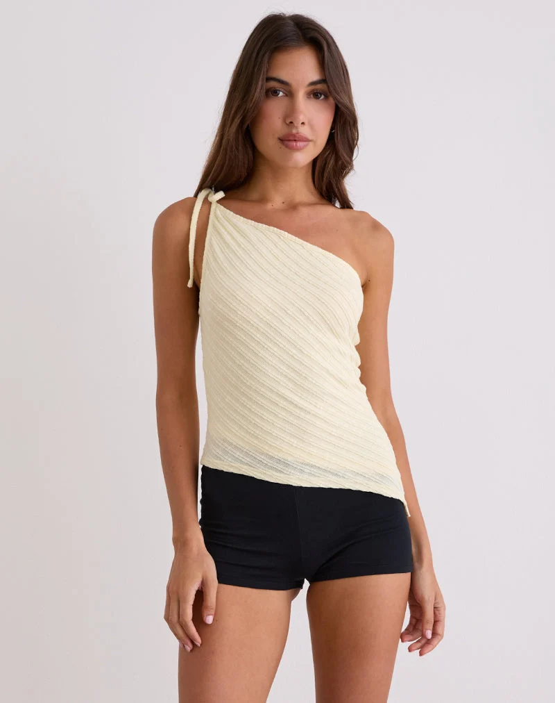 Rusana Top aus transparentem Diagonalstrick Buttercreme