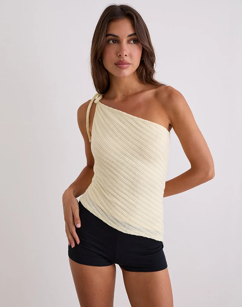 Rusana Top aus transparentem Diagonalstrick Buttercreme