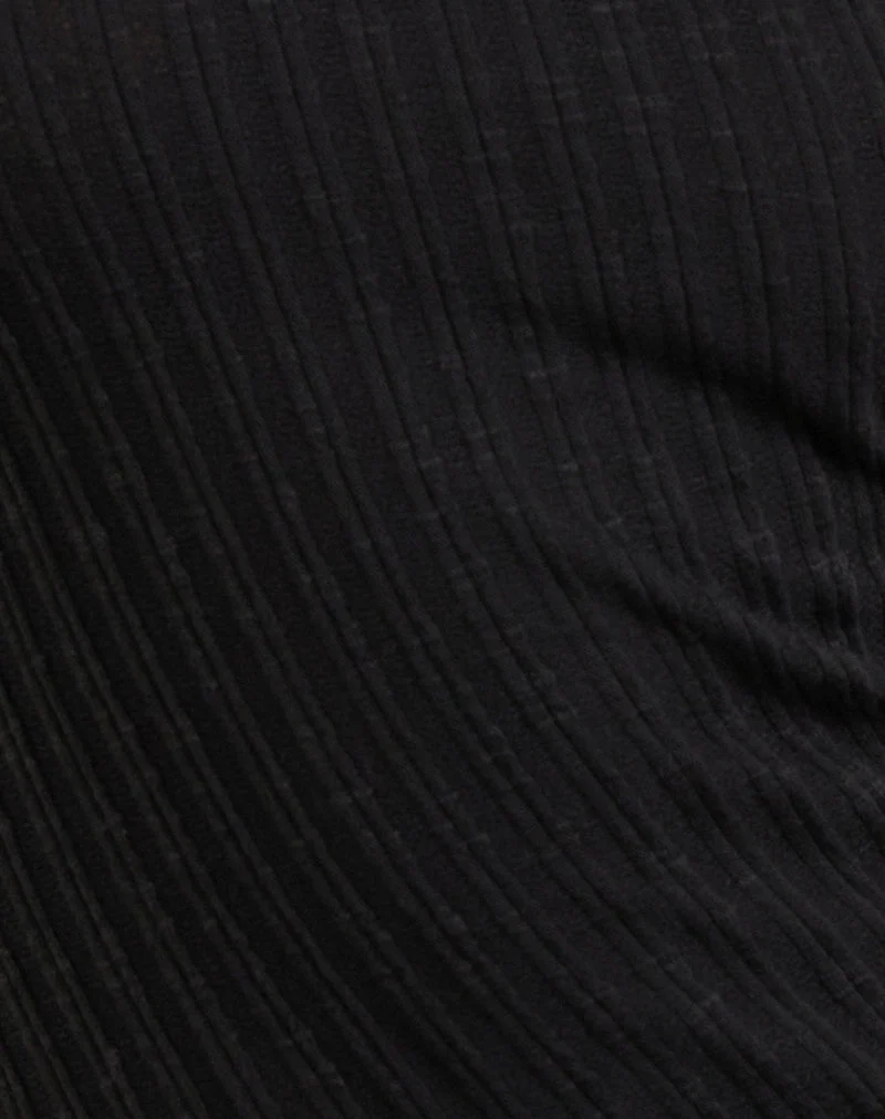 Rusana Top aus transparentem Diagonalstrick Schwarz
