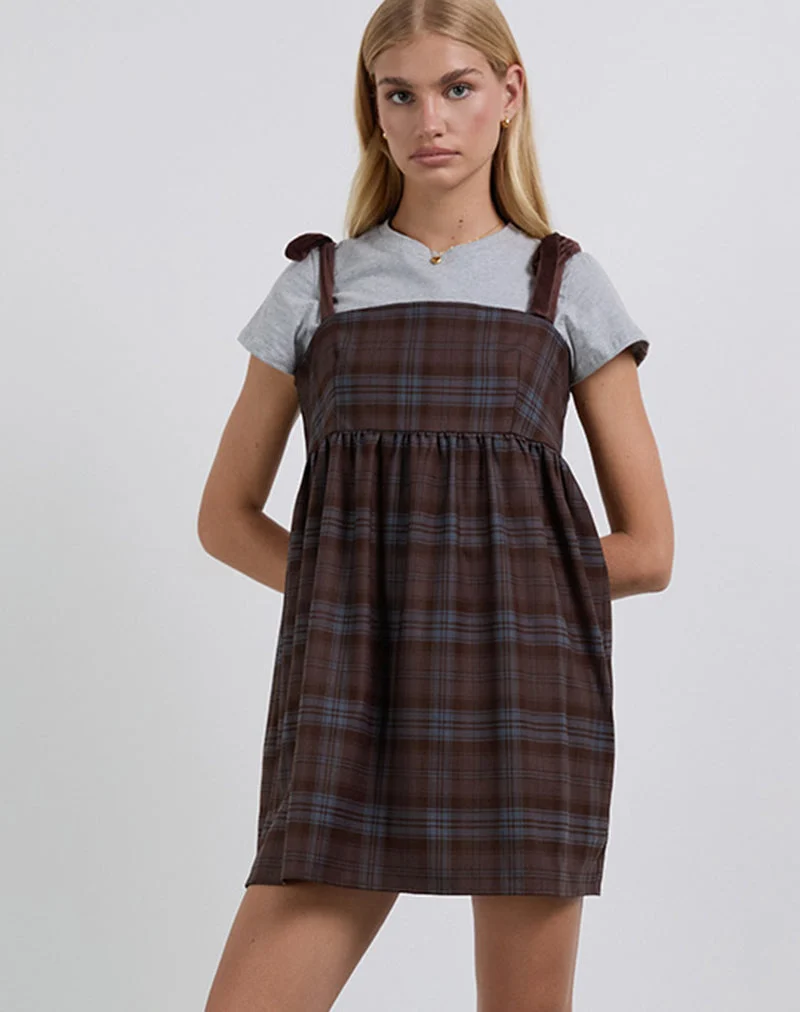 Mikayla Minikleid in Burgund und blauem Karo