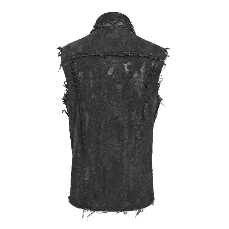 Gothic-Weste mit Nieten und Schnürung im Used-Look für Herren