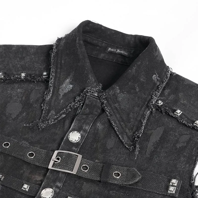 Gothic-Weste mit Nieten und Schnürung im Used-Look für Herren