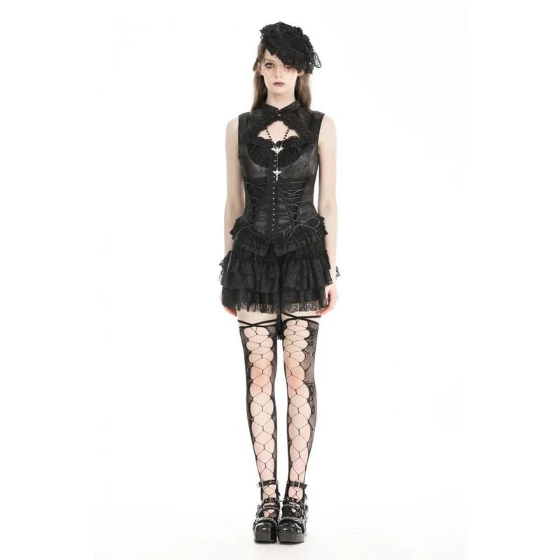 Damen Gothic Lace Splice Schnürweste