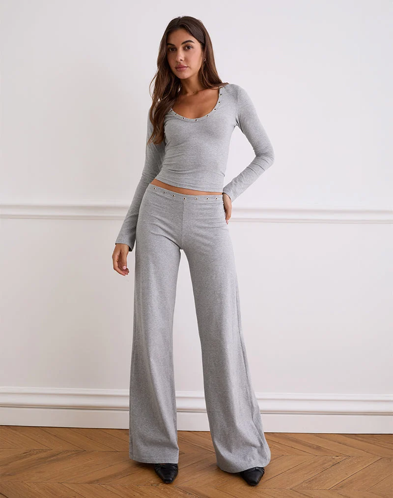 Dorala Low Rise Hose mit Ösen in Grau meliert